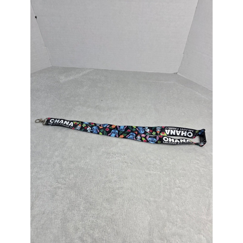 Disney Lilo & Stitch Ohana Means Family Lanyard Buckle-Down Black Tropical